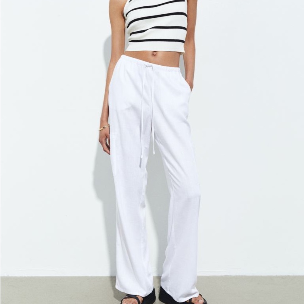 Linen Blend White Pant